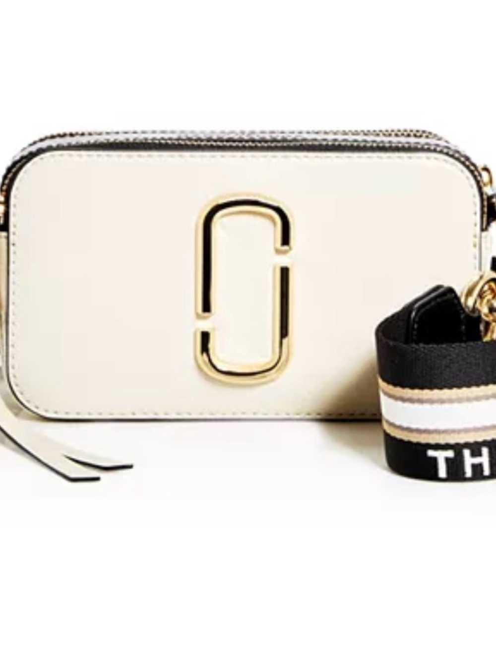 Marc Jacobs Cream Snapshot Camera Bag with Black Accent Strap